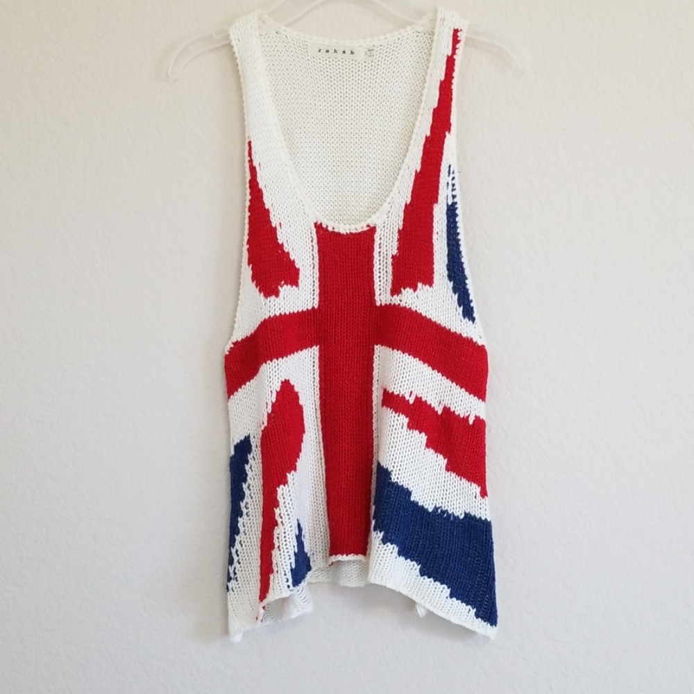 Rehab British Flag Knit Tank Top S